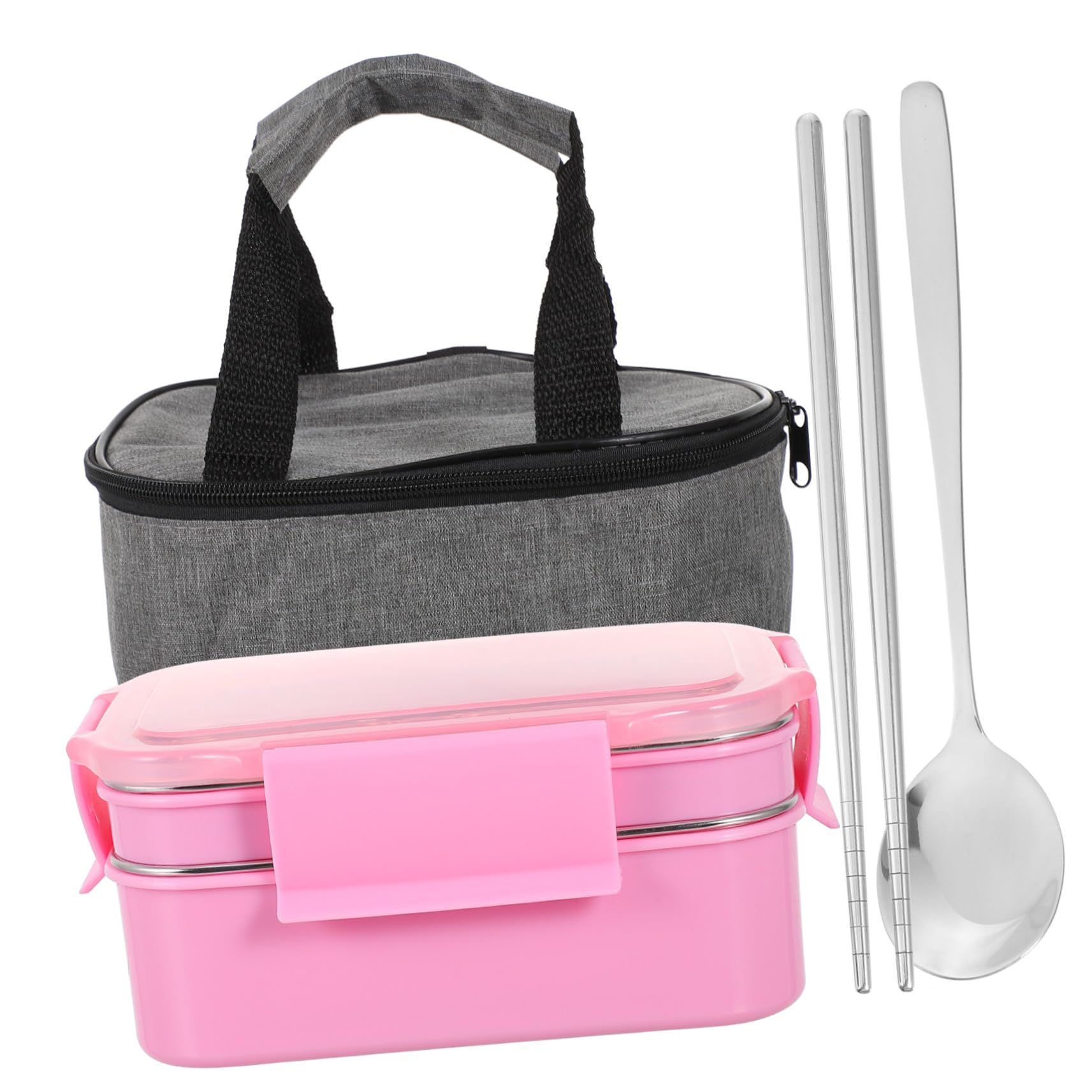 Boîte Bento à Compartiments Conteneur Alimentaire Portable Boîte Lunch des Élèves en Acier Inoxydable et Pp Résistance la Chaleur pour Travail et École