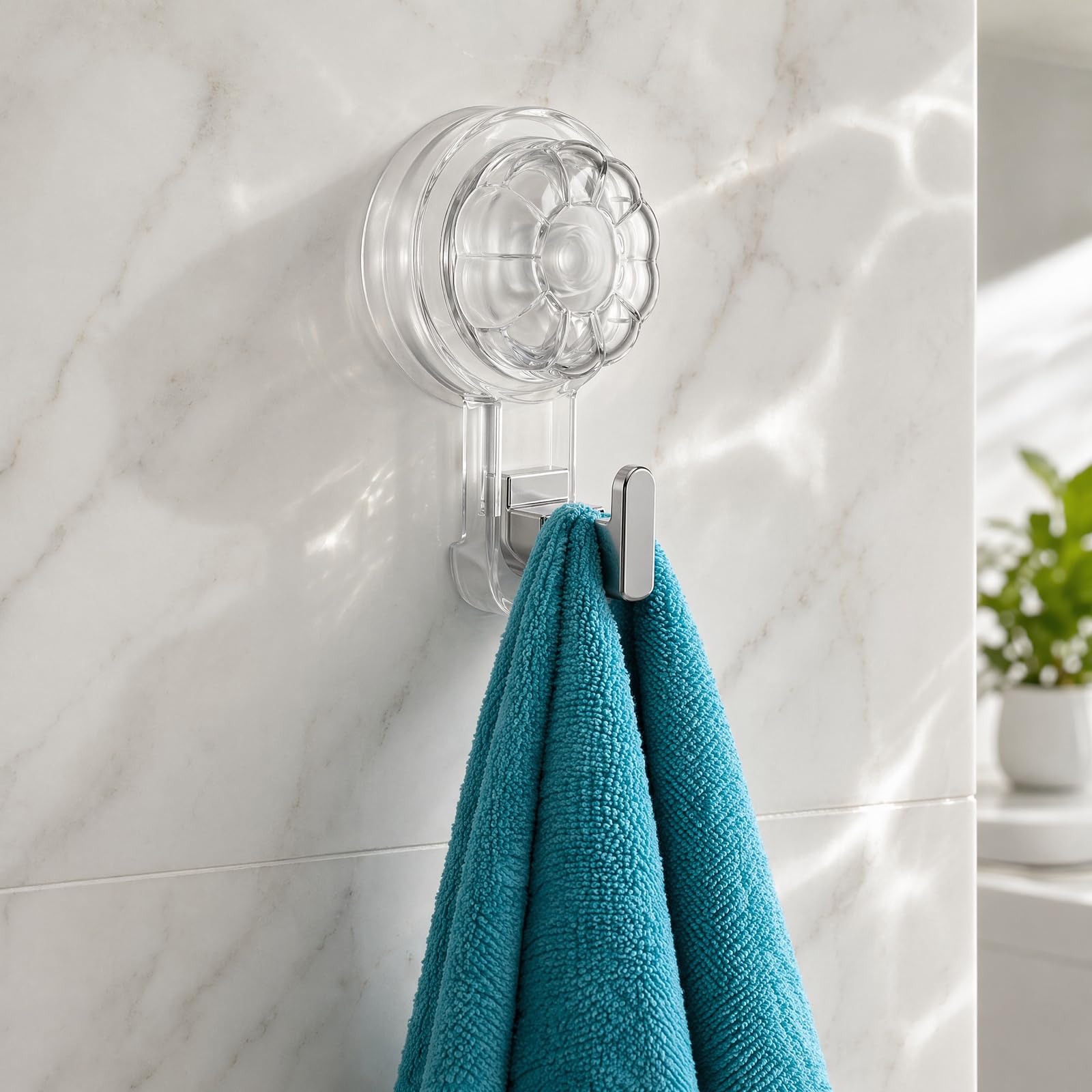 Naapesi 2 Pezzi Ganci a Ventosa Forti, Ganci Ventose Sottovuoto Potenti, Ganci a Ventosa Riutilizzabile Impermeabile Trasparente Rimovibile Ventose con Gancio, per Bagno, Cucina, Vetro, Finestra