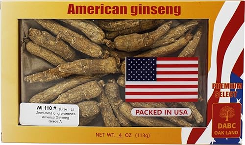 DABC OAK LAND 4 oz  3.99oz seleccionado a mano American Wisconsin Farmed Ginseng Root de largo y grande de Wisconsin Ginseng W1 110 #, 1 disponible en Yaxa Colombia