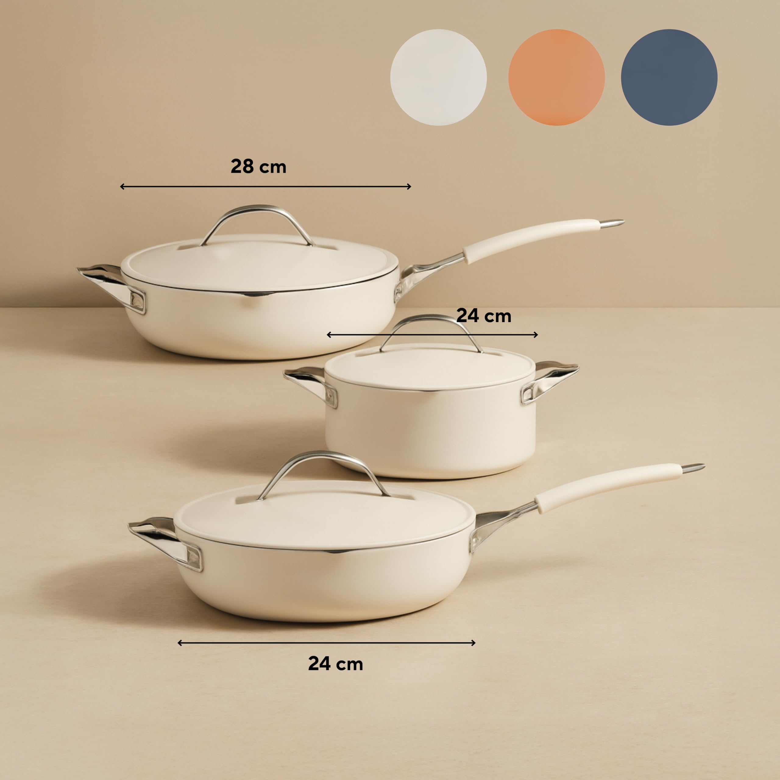 Rosmarino Chef's Choice patelnia wielofunkcyjna, 24 cm, kute aluminium, ILAG Swiss Ceramic, parowar, pokrywka i akcesoria, do kuchenek indukcyjnych, beżowa