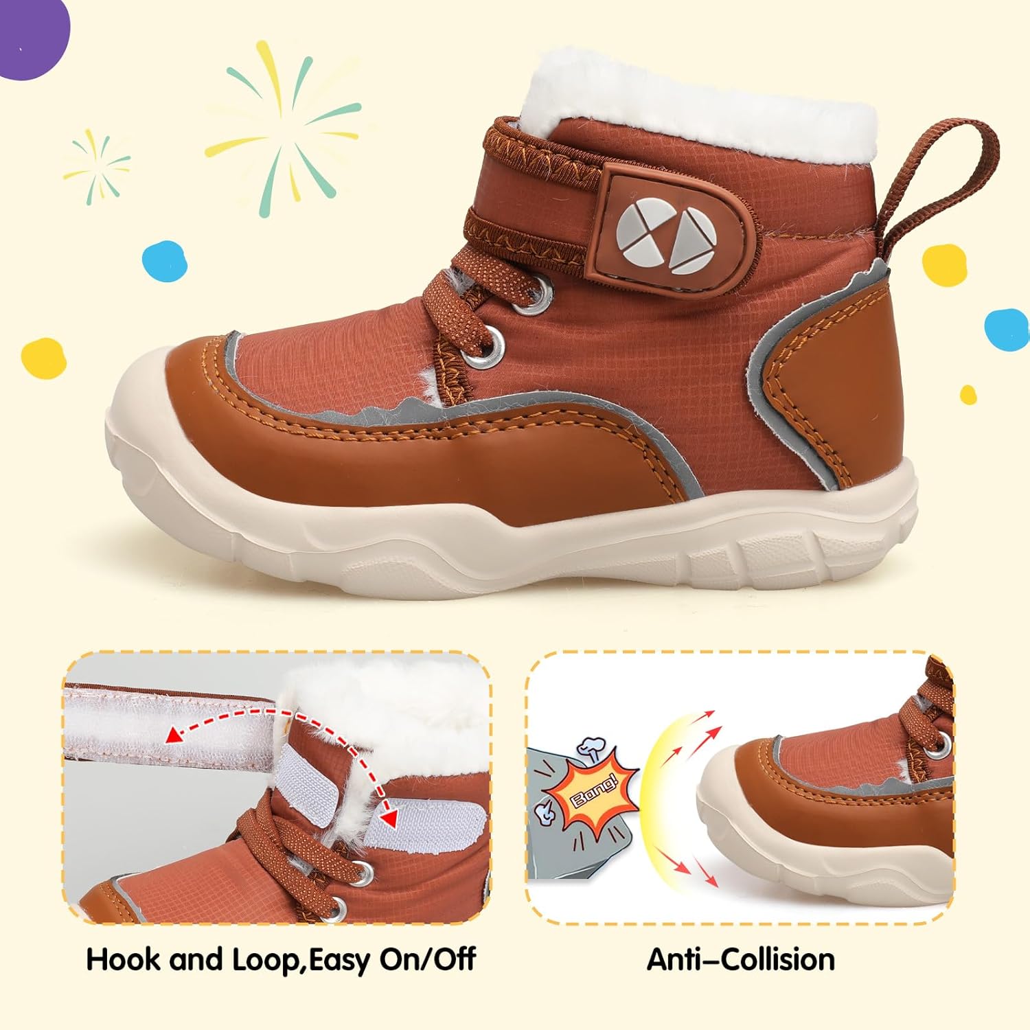 Centipede Demon Toddler Boots Boys Girls Winter Boots Waterproof Fleece Kids Snow Boots Faux Fur Booties Warm Walking Shoes for Indoor Outdoor - Image 4