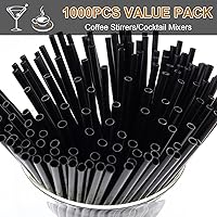 Vista 2 de [1000 unidades] Agitadores de café de plástico desechables negros de 5 pulgadas, palitos de cóctel, agitadores de bebidas para bebidas calientes