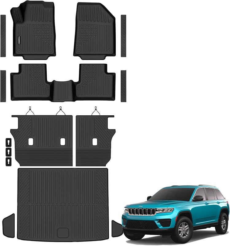 Kit de Tapetes Automotivos em TPE para Jeep Cherokee 2019–2023, com Tapetes de Porta-Malas, Encostos e Soleiras Aroppca