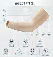 Vista 2 de Aegend - Mangas de protección solar con compresión, para cubrir tatuajes, mangas solares para hombres, mujeres y jóvenes