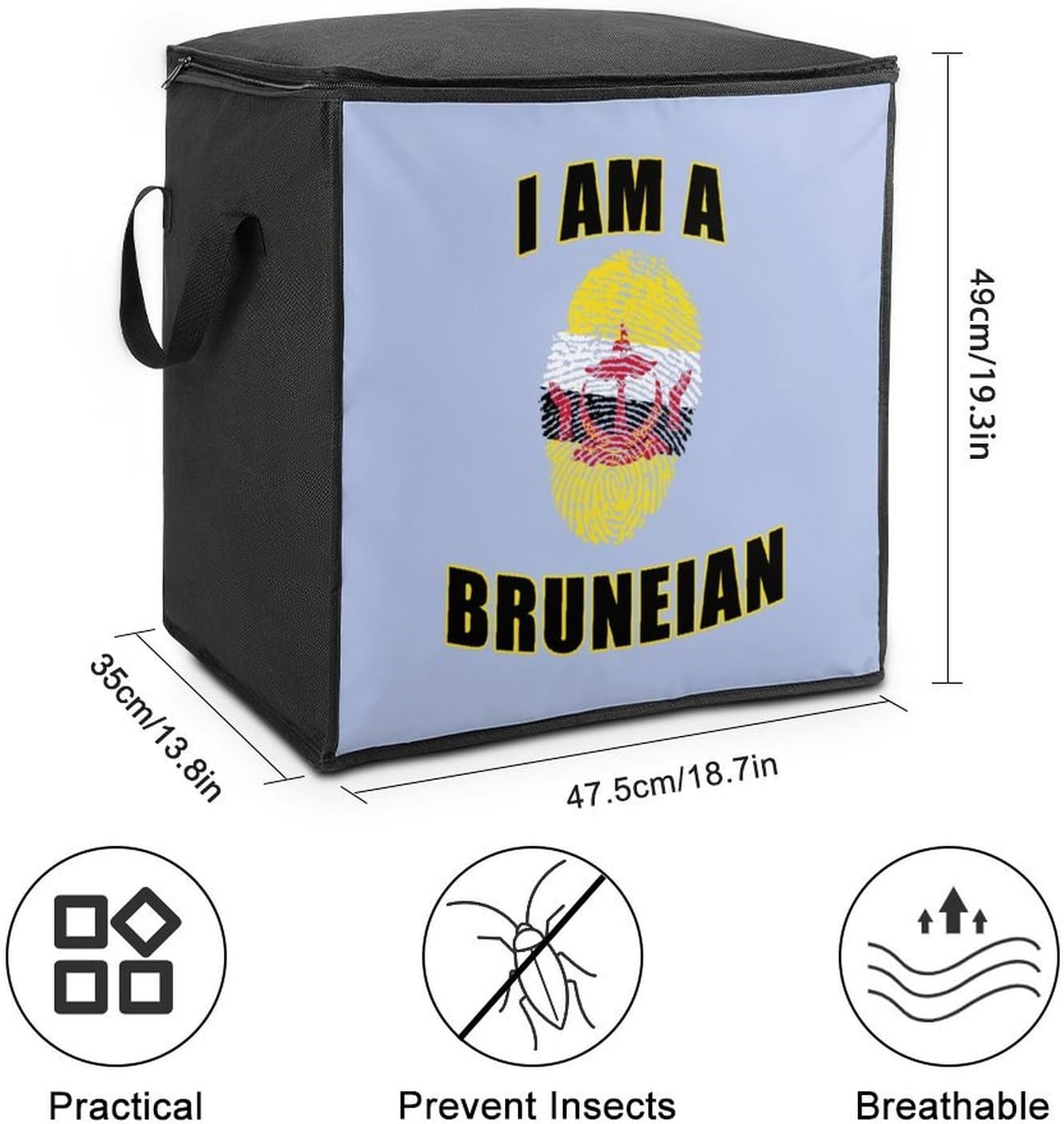 Brunei I Am A Bruneian Large Comforter Blanket Storage Bags Bins 70L Closet Organizer with Handles