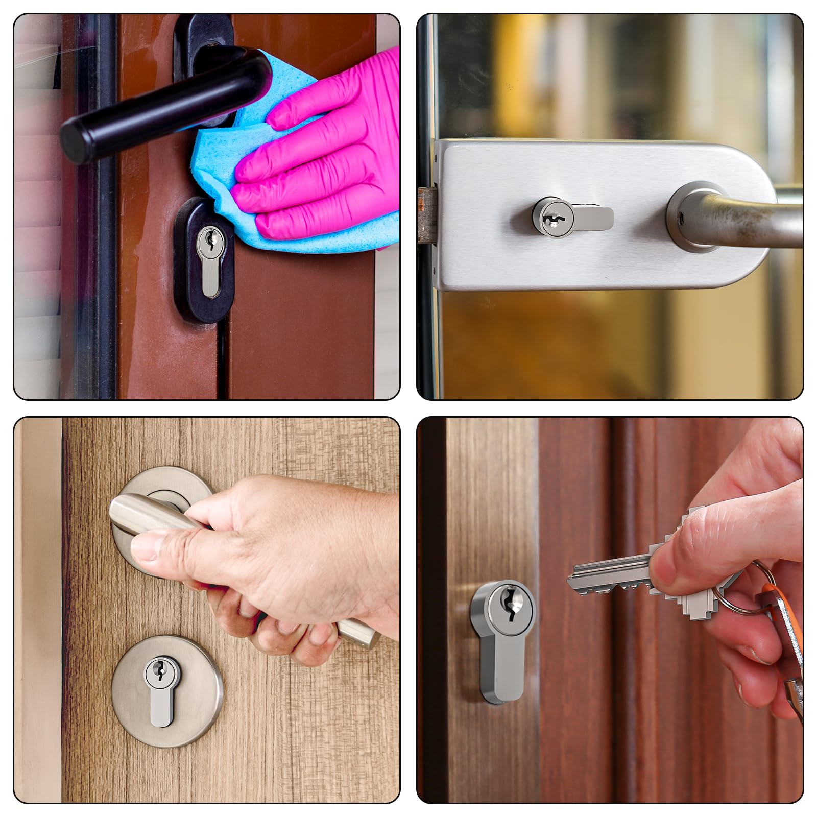 Lot De 4 Verrous De Porte Euro 30 30 Avec 3 Clés Par Serrure Finition