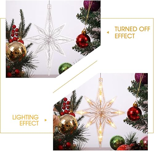 Miniatura 9 de Uonlytech Luz de ventana de estrella de Navidad, luces LED de estrella colgantes de Navidad con ventosa, funciona con pilas, luz de estrella de
