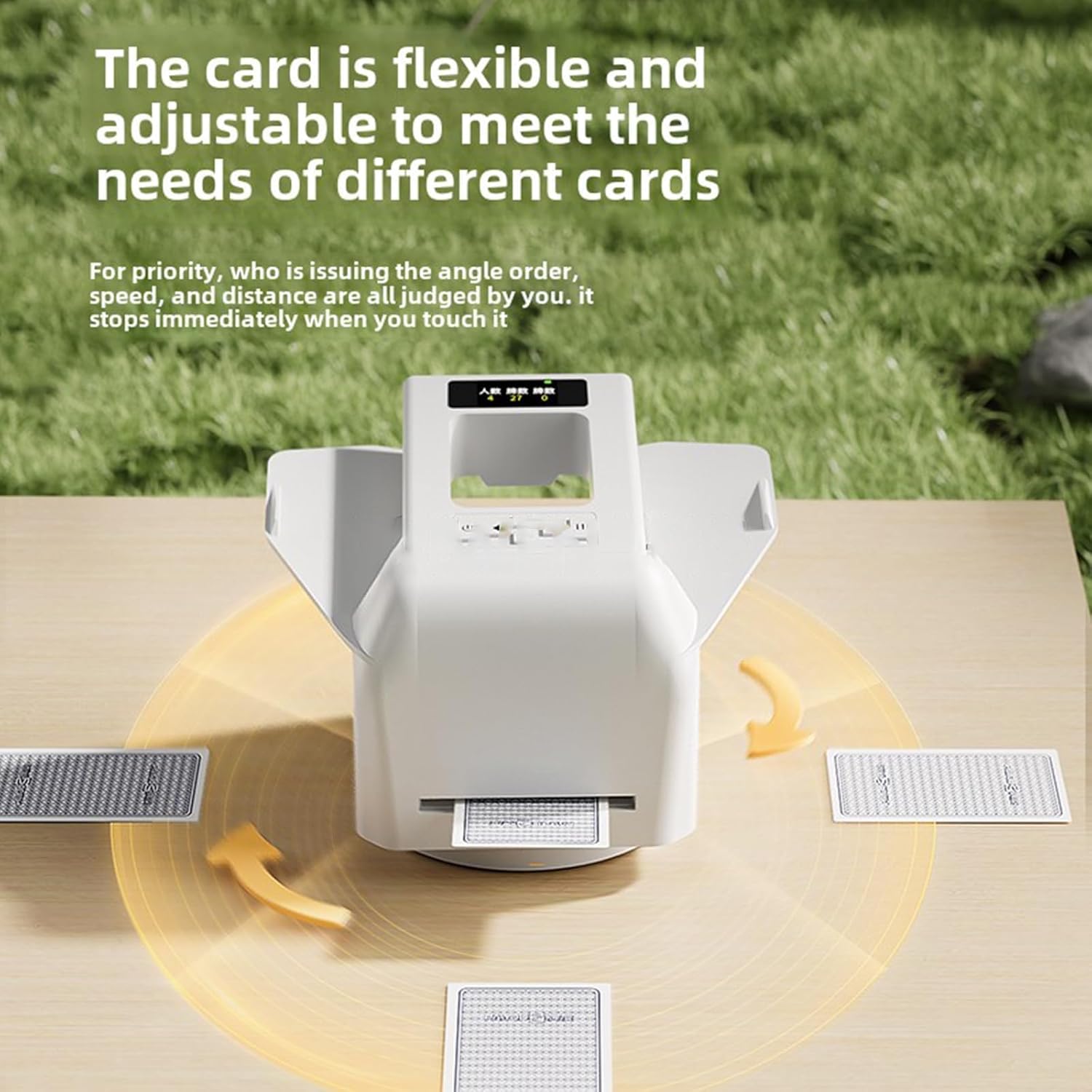 2-in-1 Automatic Card Shuffler & Dealer, Intelligent Voice Card Dealer, with 4 Wireless Dealer Buttons, Support Multi-Angle Dealing, Dealing Distance & Speed Adjustable, for Different Playing Cards