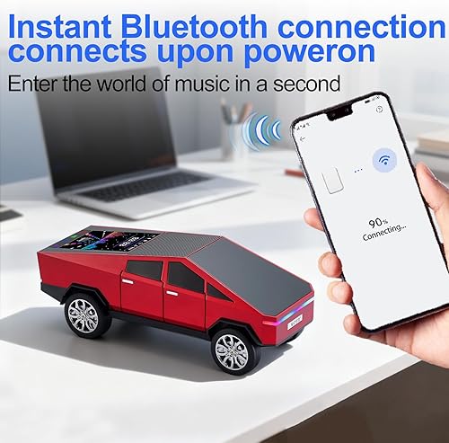 Miniatura 3 de Altavoz Bluetooth para camioneta futurista con pantalla LED - TWS estéreo, radio FM, reproducción USBTF, faros LED, micrófono integrado, regalo para