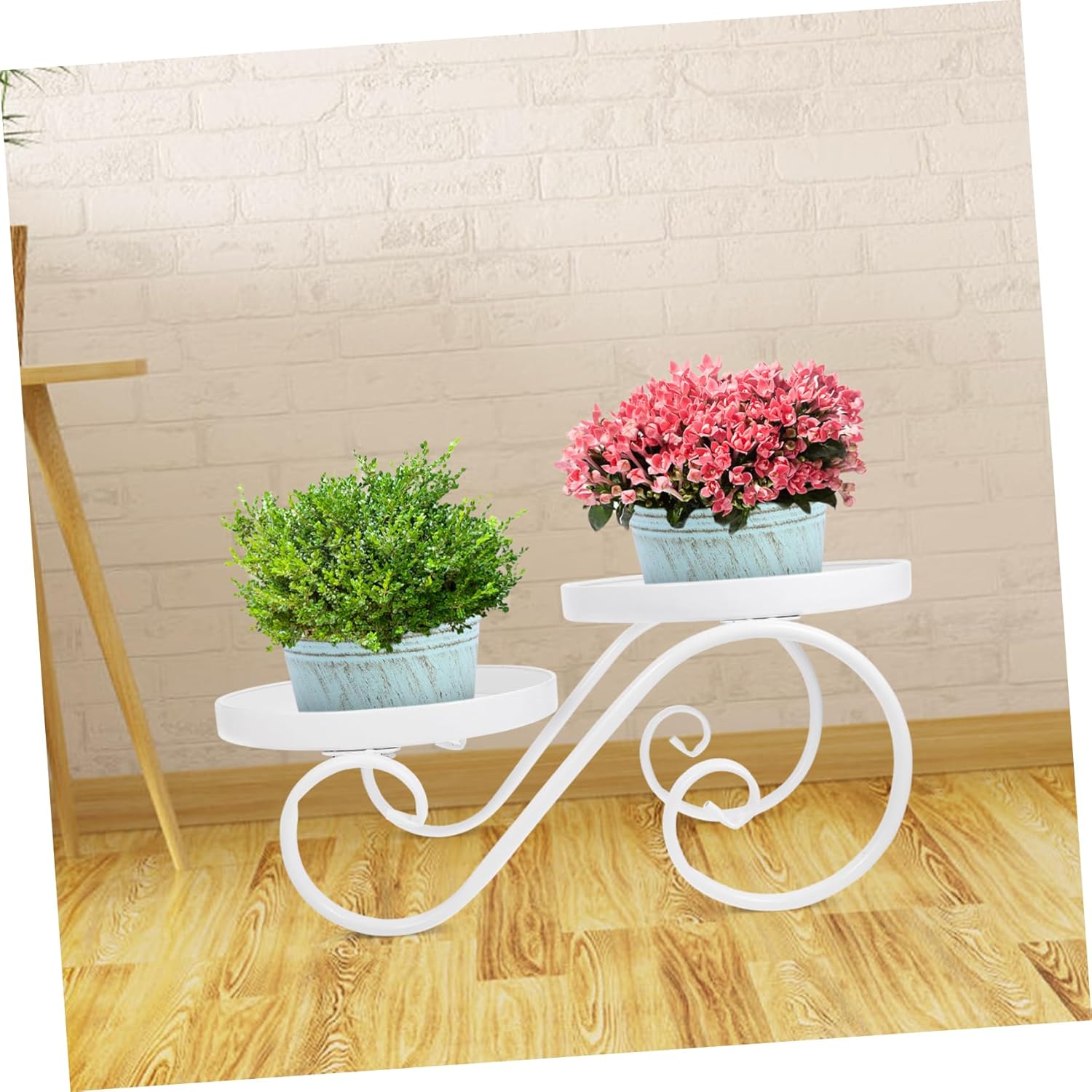 Mikikit European Style Iron Plant Stand for Indoor and Outdoor Use Decorative Flowerpot Rack Multi-Pot Capacity Modern Succulent Holder for Home and Garden Decor