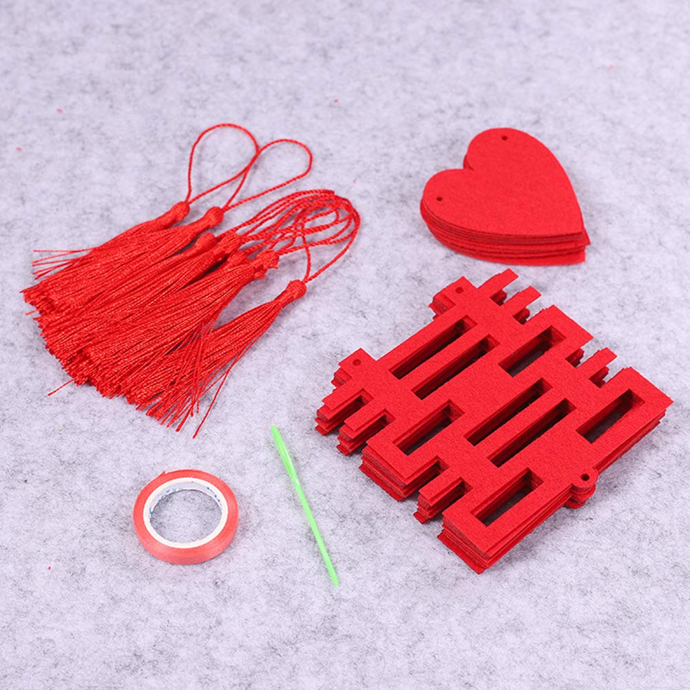 VOSAREA Bannière de Mariage Rouge en Non-tissé 300x24 Cm, Décoration Suspendue Robuste et Facile à Accrocher pour Salle et Fête de Mariage