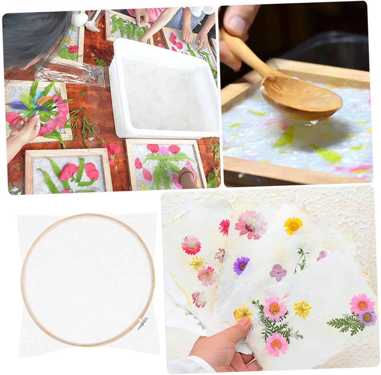 VILLCASE 4pcs Craft Wooden Frame Screen Paper Making Kit Screen for DIY Printing