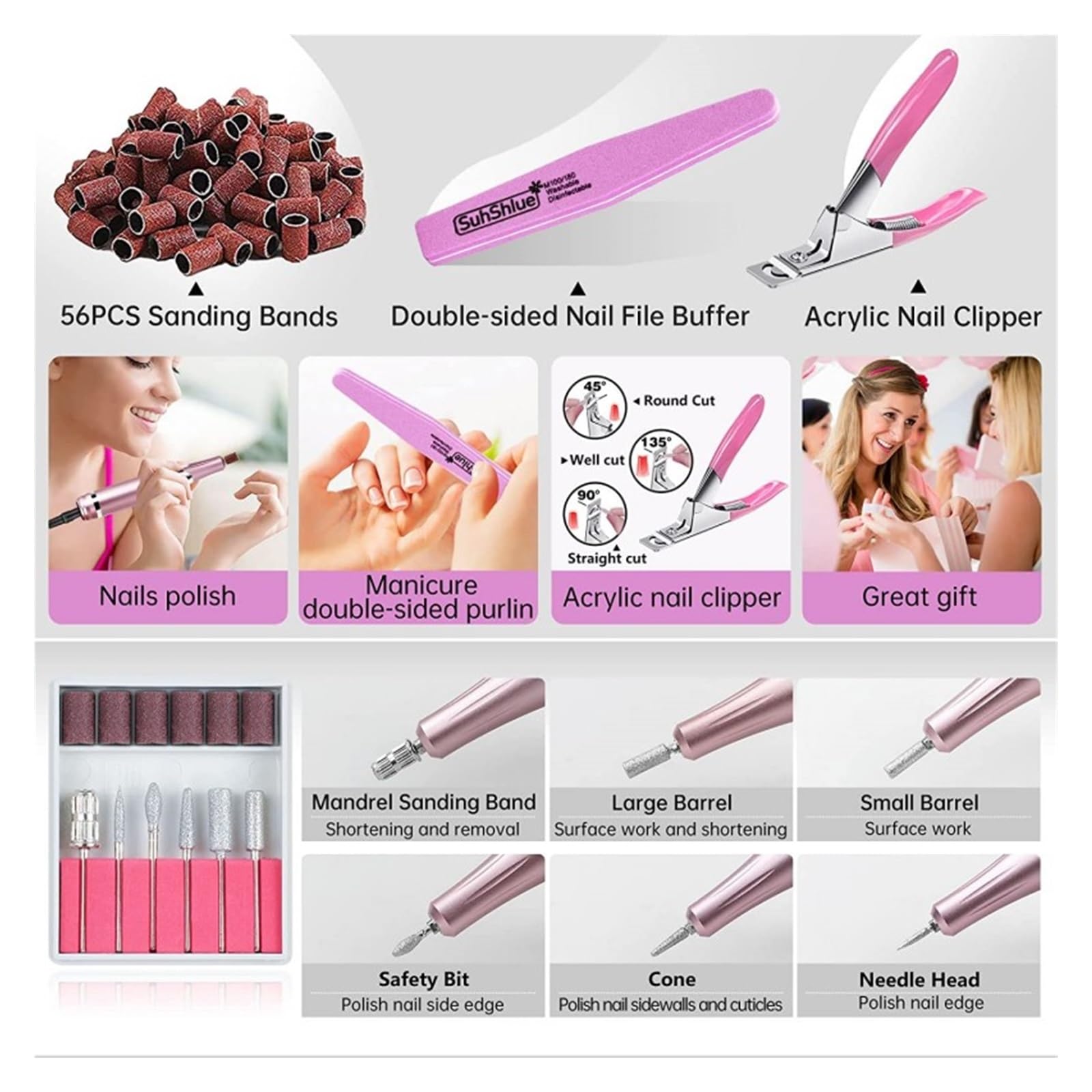 Trapano elettrico per unghie, Trapano elettrico portatile for unghie, kit lima for elettrica professionale compatta Efile for in gel, strumento for lucidatura pedicure manicure
