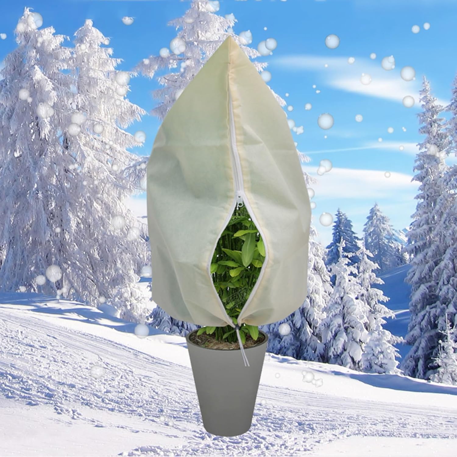 5-Piece Plant Cover Set, Winter Tree Frost Protection Cover, with Drawstring Pouch, Suitable for Outdoor Plants, Shrubs, and Potted Plants(Green,71x94in(5-Pack))