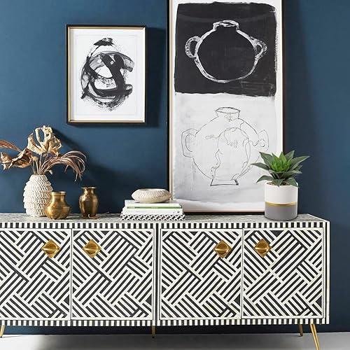 Miniatura 6 de Briful Suculentas plantas artificiales de aloe de agave falsas en maceta de cerámica dorada y gris oscuro de 9.4 pulgadas de alto, pequeña planta de