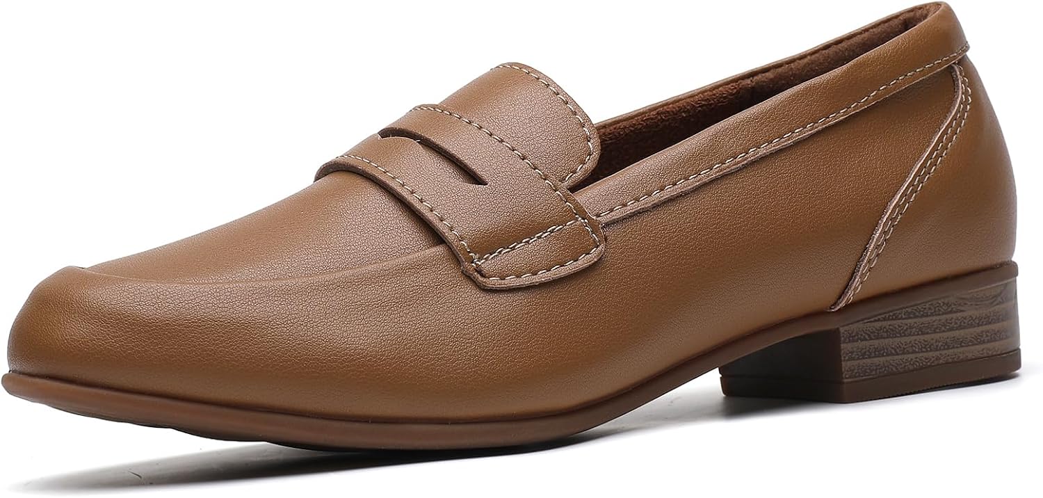 Black Women’s Loafers & Slip-ons Flats Penny Round Toe Non-Slip Classic Business Casual Comfortable Dressy Office Work Slip On Shoes