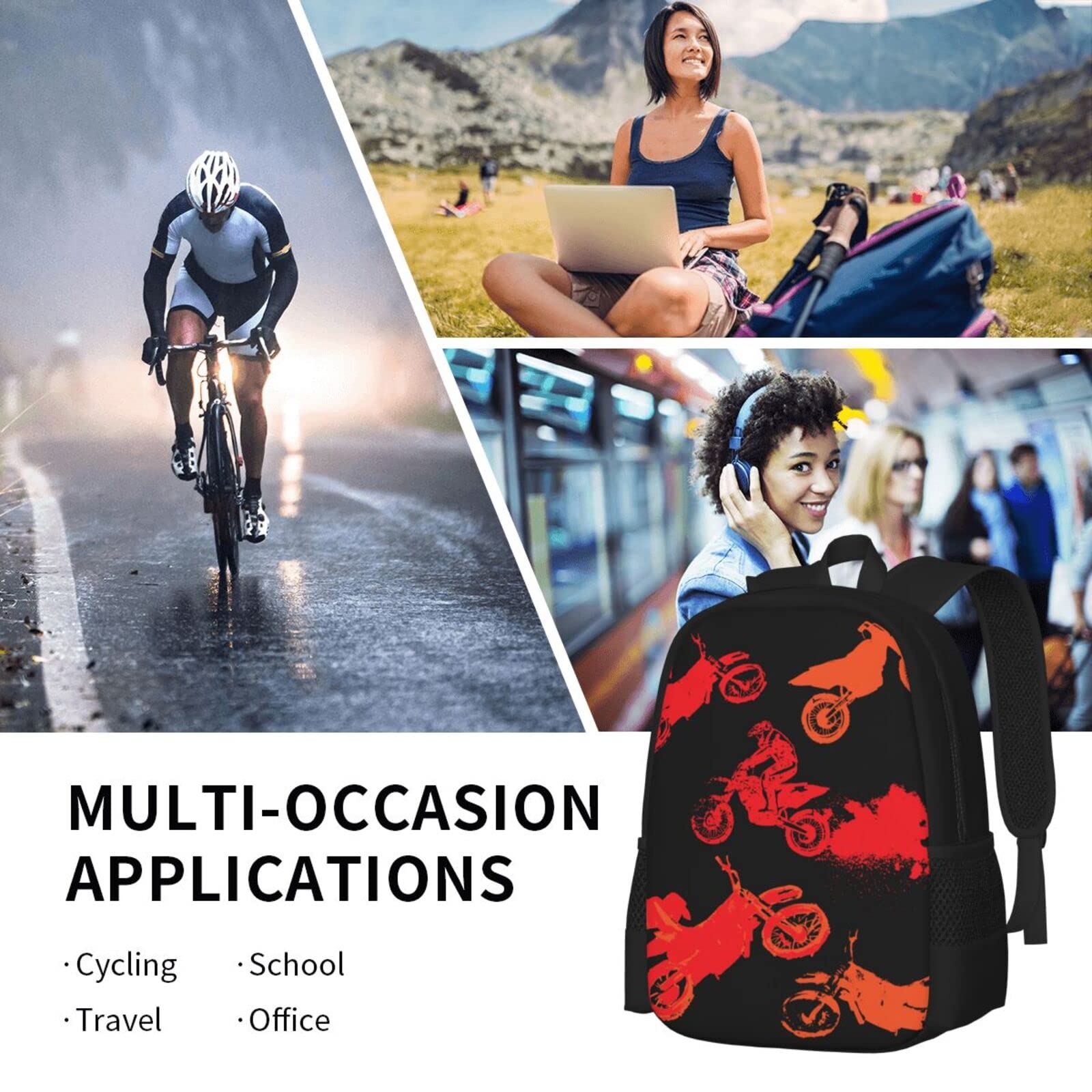 Mochila de hombro para motocross, deportiva, motocicleta, vehículo, escuela, escuela, para niños, hombres, exteriores, casual, mochila de viaje, para mujeres, hombres, adolescentes y niños,