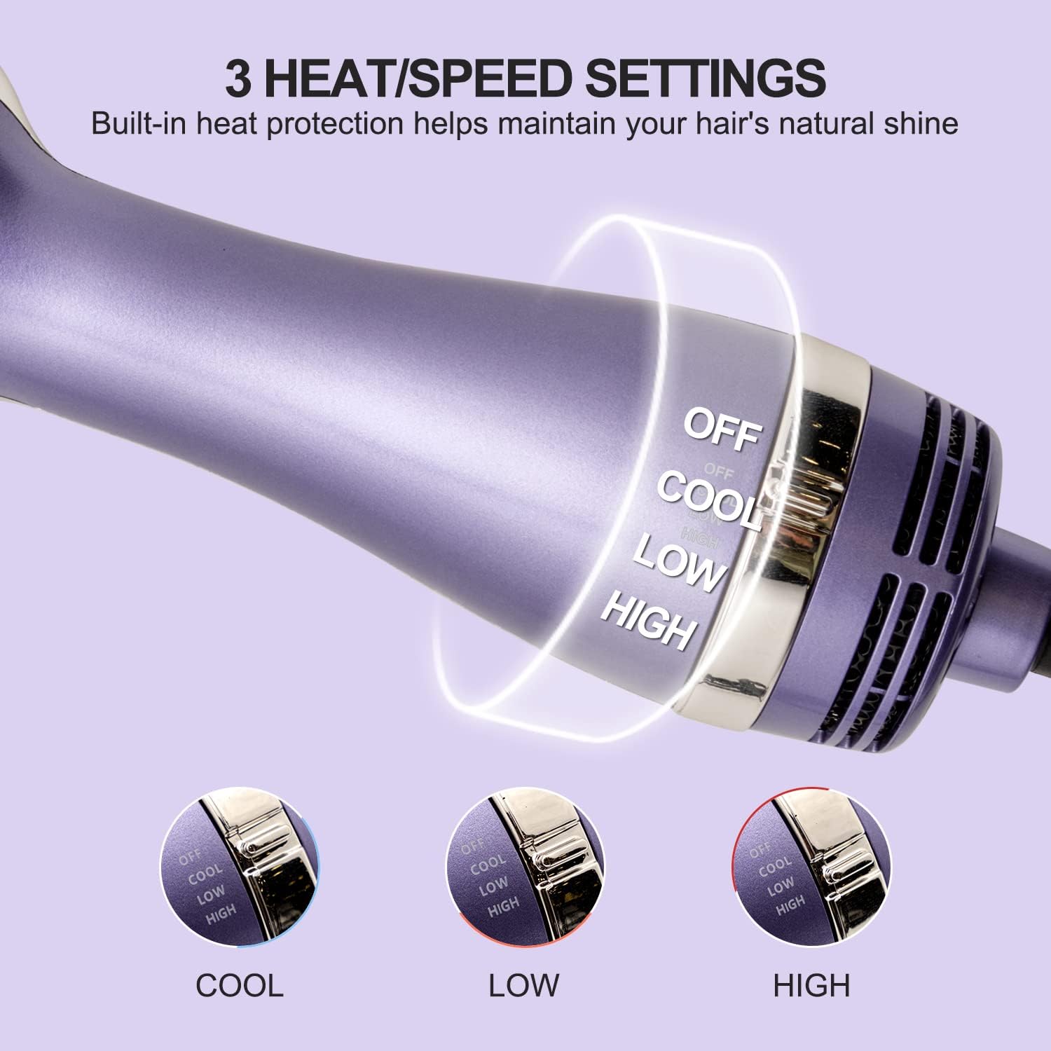 Hot Air Brush, 4 in 1 Hair Dryer Brush & Volumizer, One Step Blow Dryer Suitable for Straight and Curly Hair, Ceramic Coating Achieve Salon Styling at Home 1200W (Purple) : Beauty & Personal Care