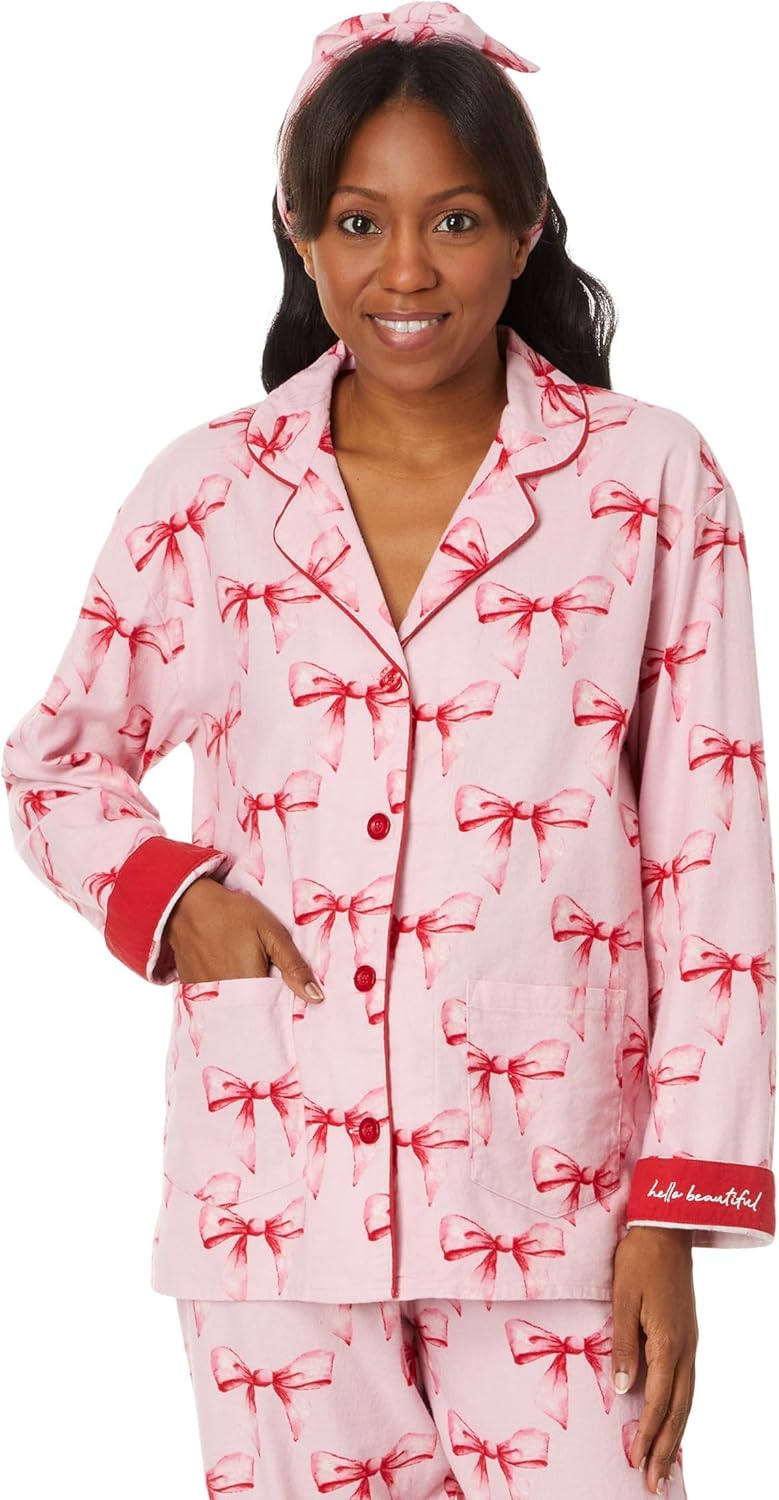 PJ Salvage womens Flannel Pajama Set With Headband - Image 2