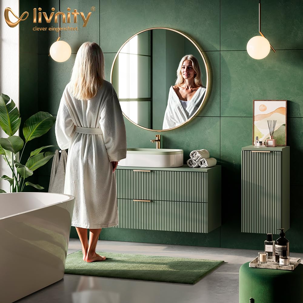 Livinity Mobiletto per lavabo Fucino, Bianco, 60 x 70 cm con 6 ripiani