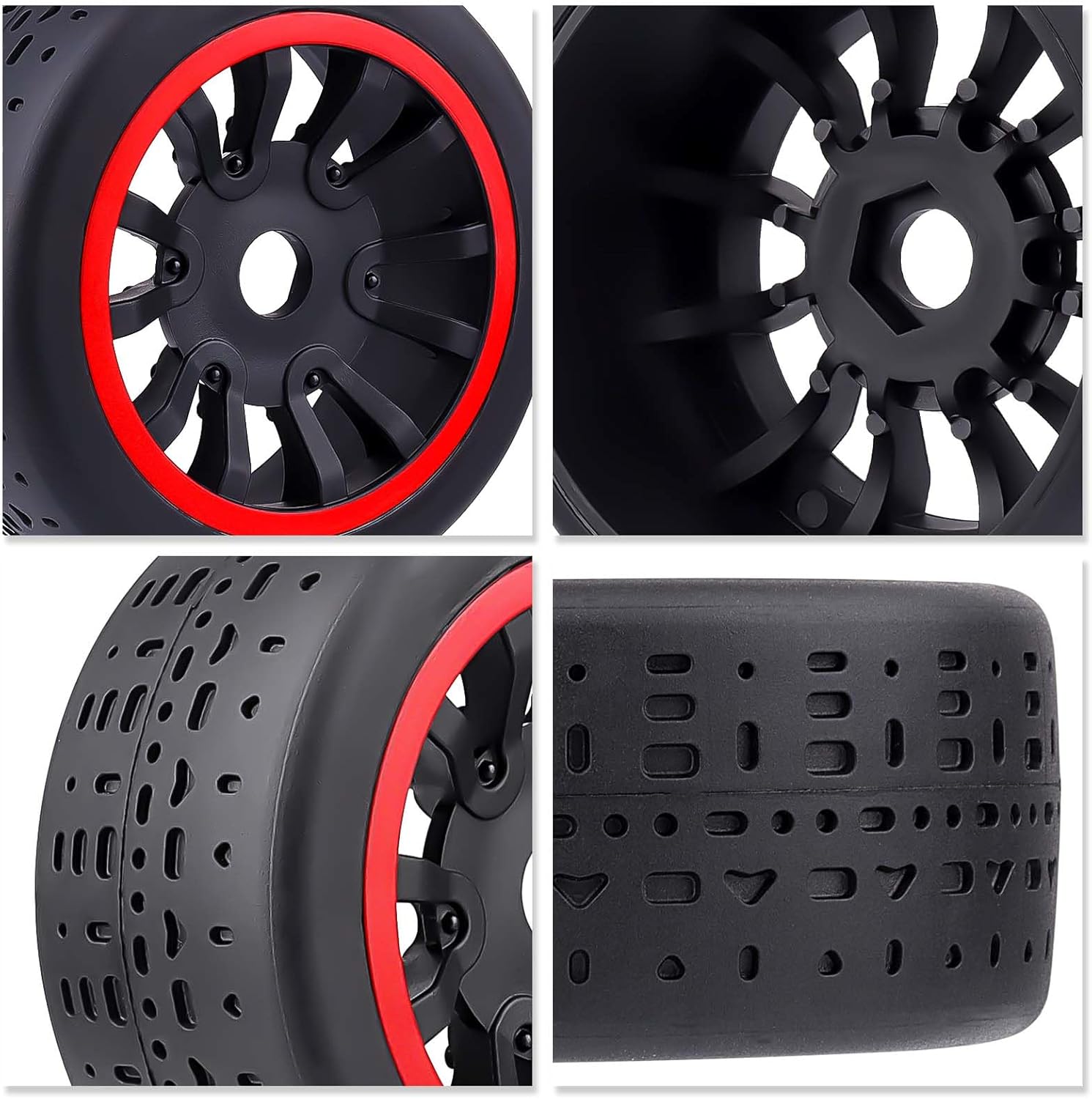 HobbyPark 17mm Hex Pre-Glued 42/100 2.9 Belted Tires and Wheels RC Street Tire with Foam Inserts for 6s High Speed Runs fit for 1/7 Arrma Infraction Felony 6S BLX Limitless 1/8 Typhon 6S 3S (Set of 4)