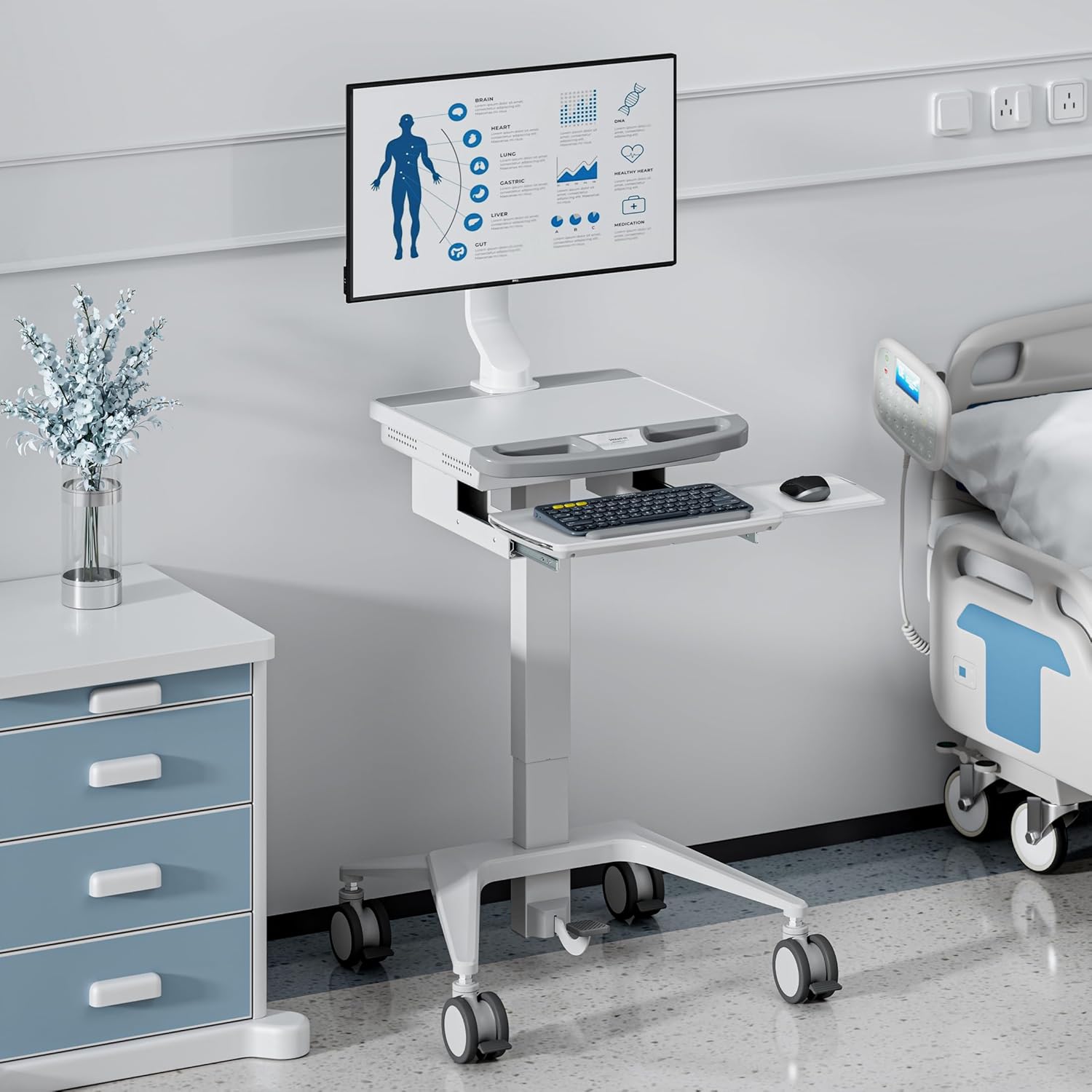 Mount-It! Medical Cart with Monitor Stand
