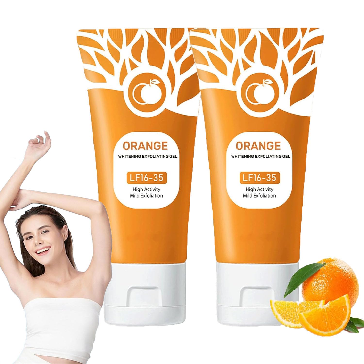 Exfoliating Moisturizer Face Body Scrub, Deep Cleansing Facial Exfoliator, Orange Peeling Gel Scrub (50g 2PCS)