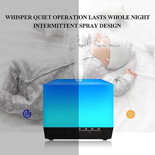 Miniatura 4 de Humidificadores para dormitorio, hogar, habitación grande, habitación de niños, guardería, oficina, 16.9 fl oz, humidificador ultrasónico de niebla