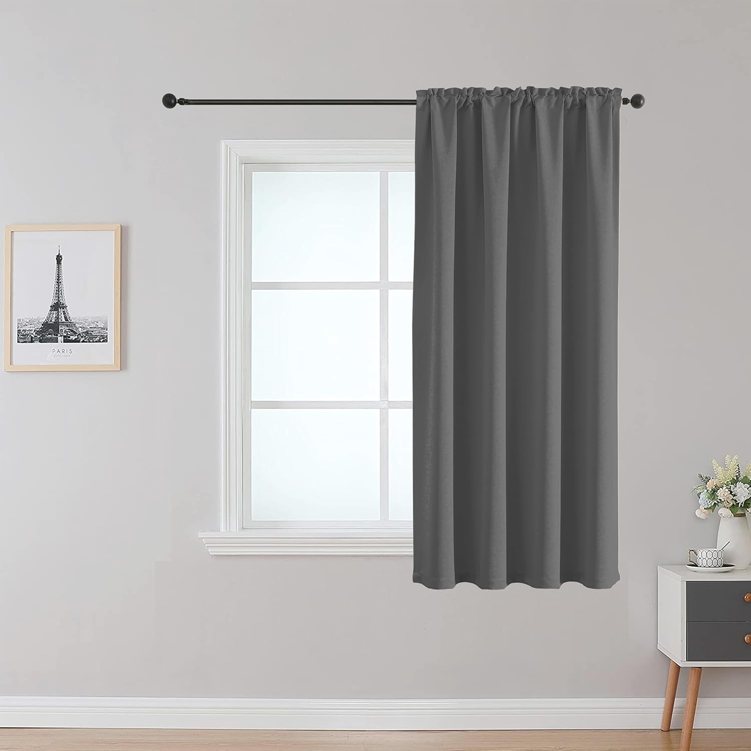 Fireproof Curtain for School Dorm, Rod Pocket Top, White 52 x 84, Pack of 1 Panel