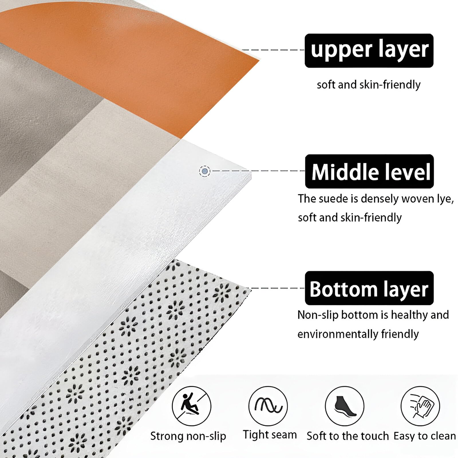 Tappetino Entrata Grigio Arancione Texture Elegante Zerbino Geometria Astratta Zerbini Di Benvenuto Per Cucina Interno Terrazzo Posteriori Esterno Porte Anteriori La Casa,80X120Cm