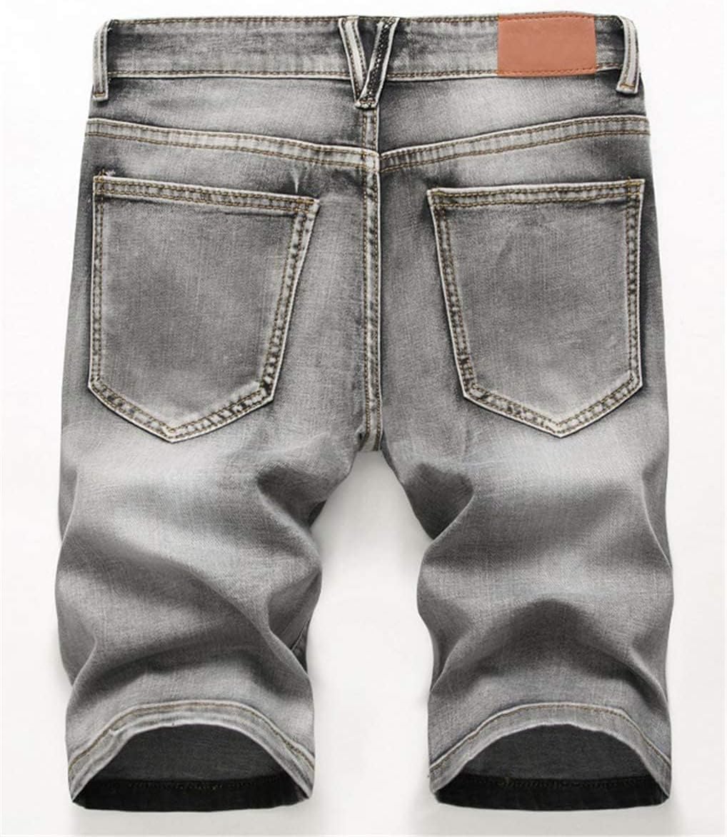 QZH.DUAO Men's Ripped Denim Shorts & Jeans Summer Casual Classic Straight Distressed Ripped Short Jeans - Image 3
