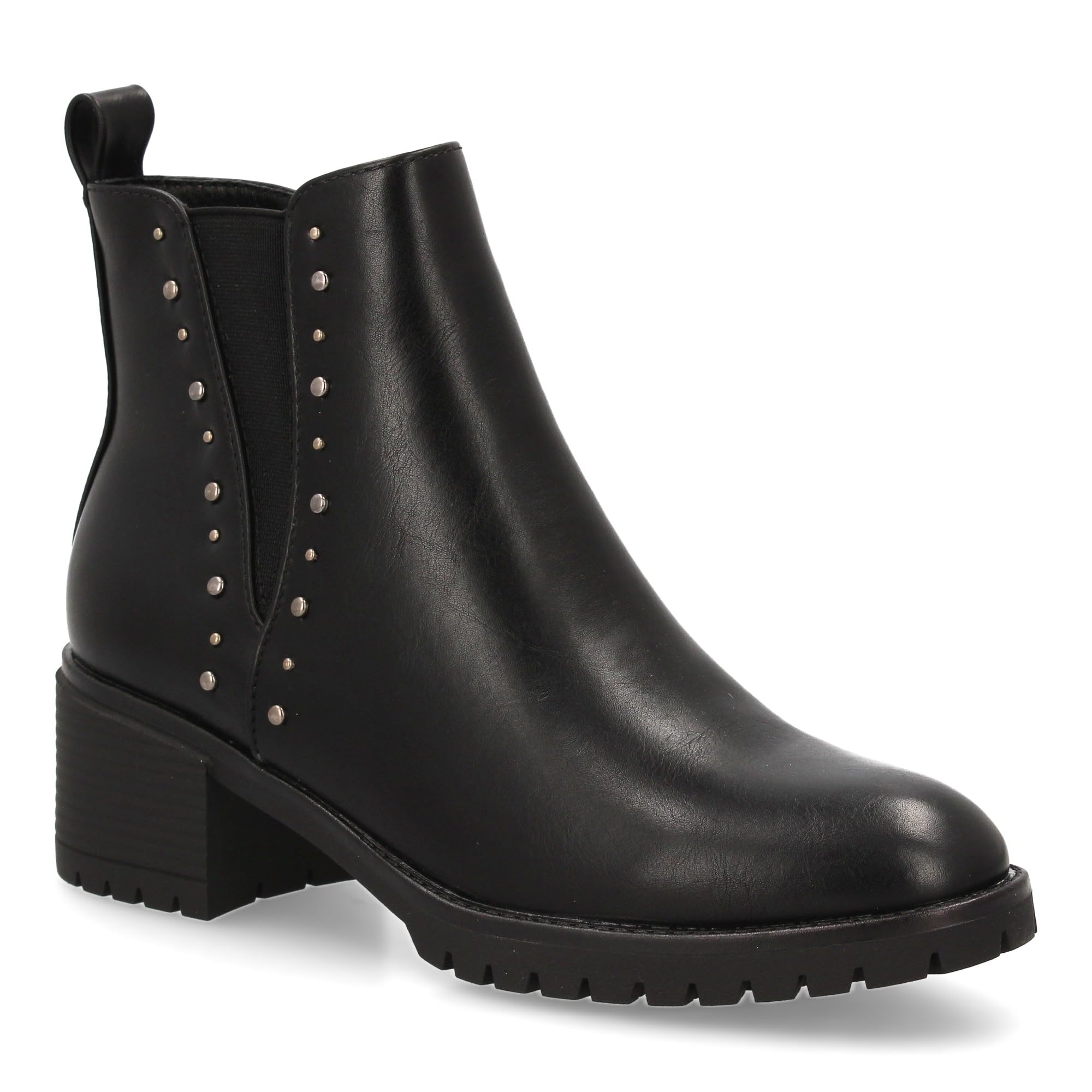 shoes&blues.es Botin para Mujer Estilo Chelsea, con Tacon Ancho, Adorno de Tachuelas y Elasticos. Ideal para Temporada Otono Invierno.