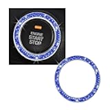 JNXIJ Crystal Double Rhinestone Car Engine Start Ring Decals, Sparkling Push Start Button Sticker Decorative Cover, Shiny Key Ignition Knob Ring Car Accessories for Women Men (Dark Blue)