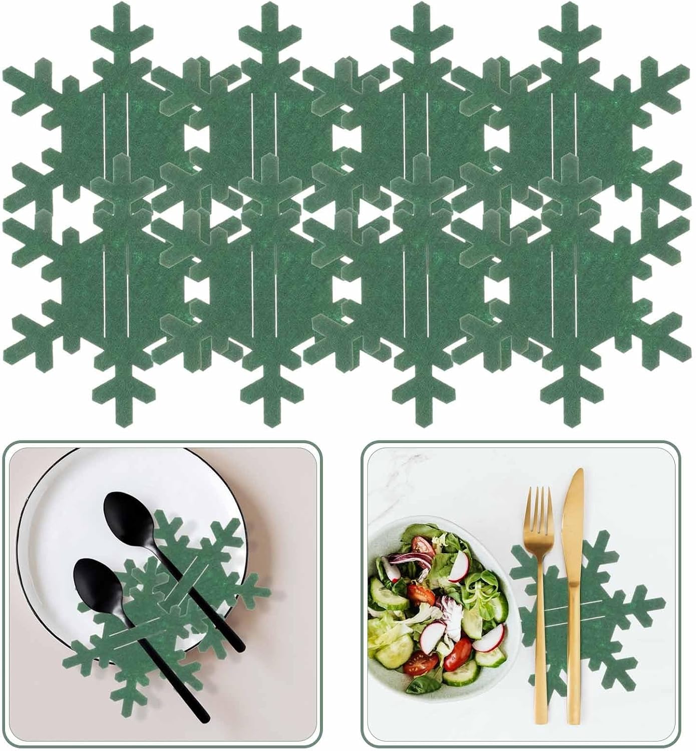 8pcs Christmas Cutlery Bag Felt Green for Dinner