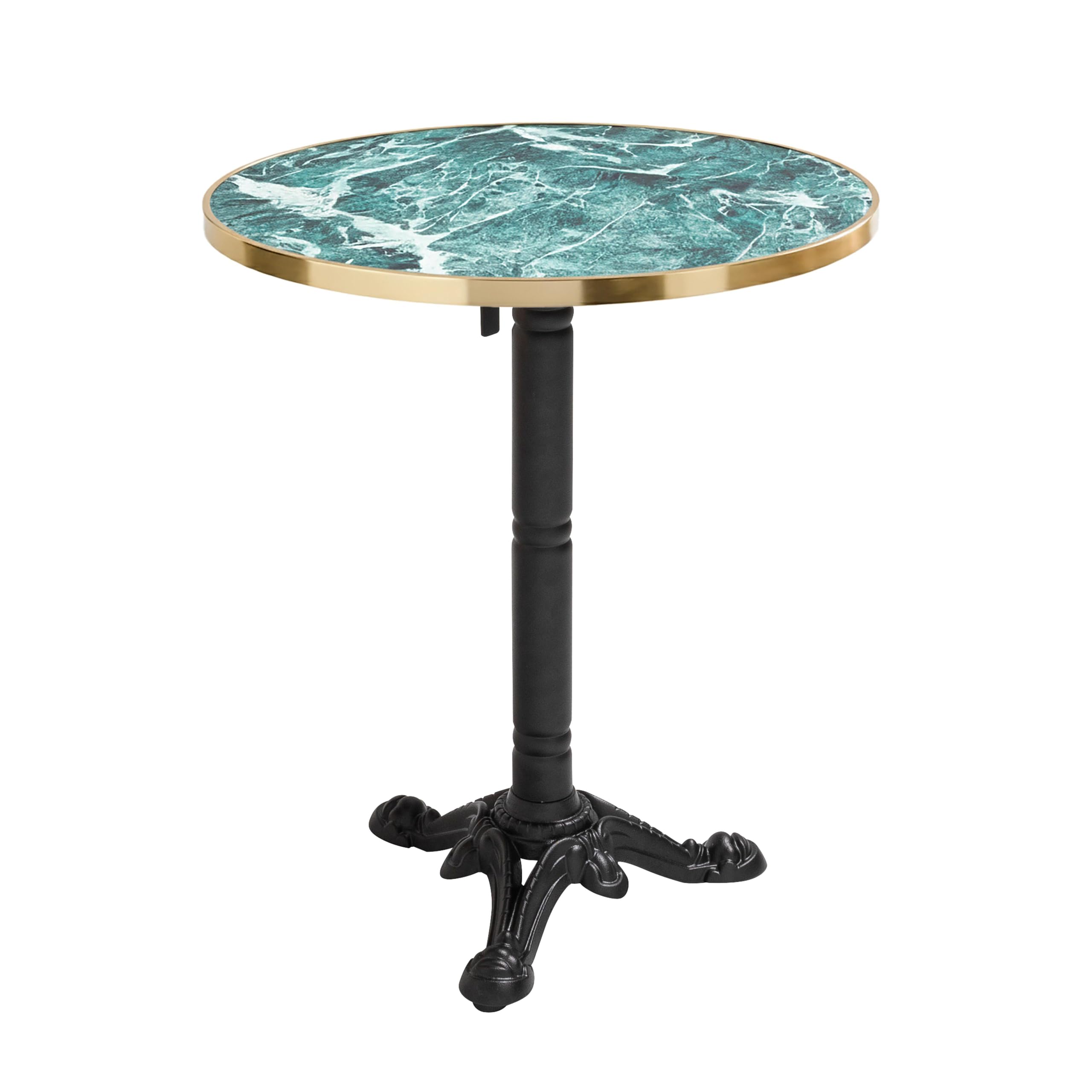 Oviala Plateau de Table Rond Blanc avec cerclage doré 60 cm marbre Vert/doré