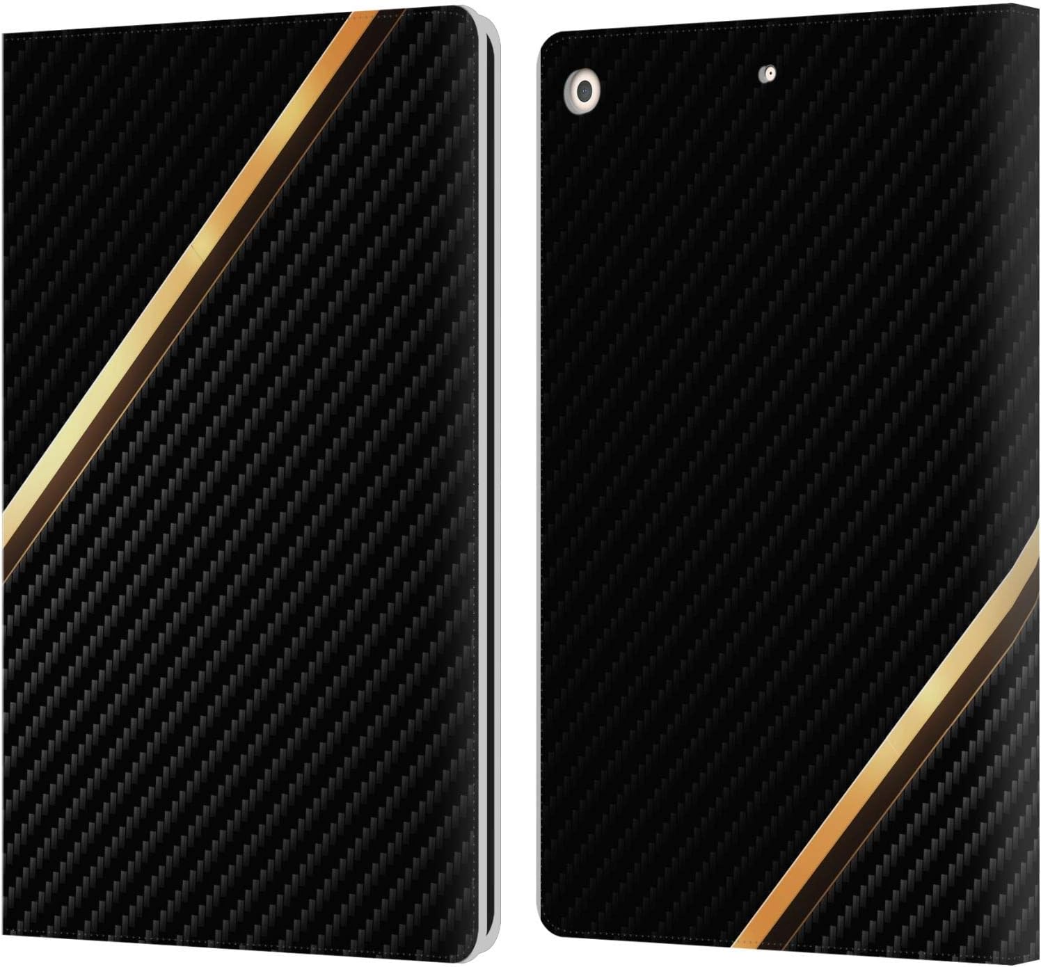 Head Case Designs Officially Licensed Alyn Spiller Gold Carbon Fiber Leather Wallet Case Compatible with Apple iPad 10.2 2019/2020/2021