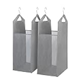 STORAGE MANIAC 2-Pack Hanging Laundry Hamper, Front See-Through Mesh Bag, Slim Basket, Double Hanging Closet Hamper, Narrow Organizer, Grey