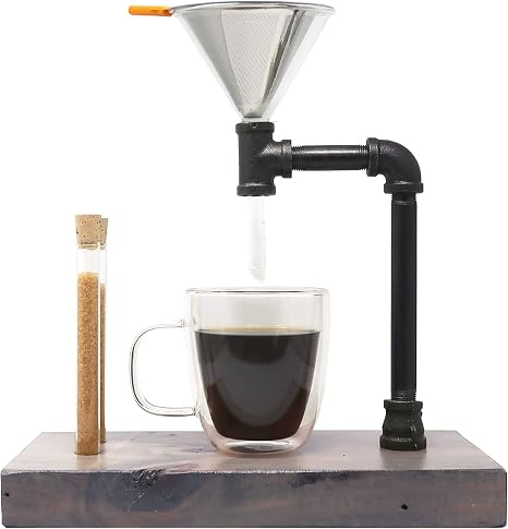 Amazon.com: Cafetera con embudo de cristal para verter sobre café, madera y  tubería recicladas, 3 vasos (400 ml), Industrial : Hogar y Cocina