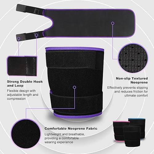 Miniatura 3 de supregear Muslo - Manga de compresión de isquiotibiales para mujeres y hombres - Manga de compresión ajustable para muslos para esguinces de ingle