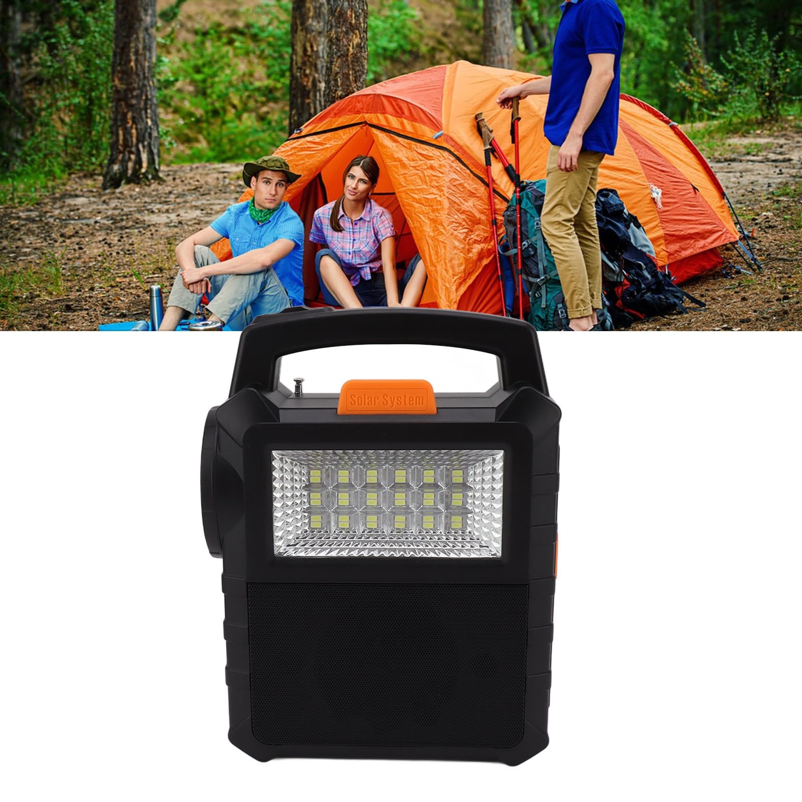 Denash Generatore solare portatile, leggero e compatto, luci a LED integrate, ad energia solare per campeggio all'aperto, emergenza domestica