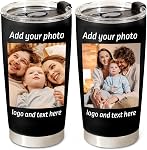 Personalized Coffee Tumbler with Pictures Text Logo Name, 20oz Tumblers Bulk with Straw, Coffee Travel Cups, Personalized Fathers Teacher Birthday Employee Appreciation Gifts for Women Men Office | Travel Coffee Cup, Employee Appreciation Gift, Custo