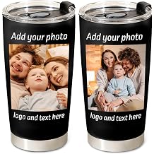 Petalsun Personalized 20oz Coffee Tumbler Bulk with Picture Text Logo Name