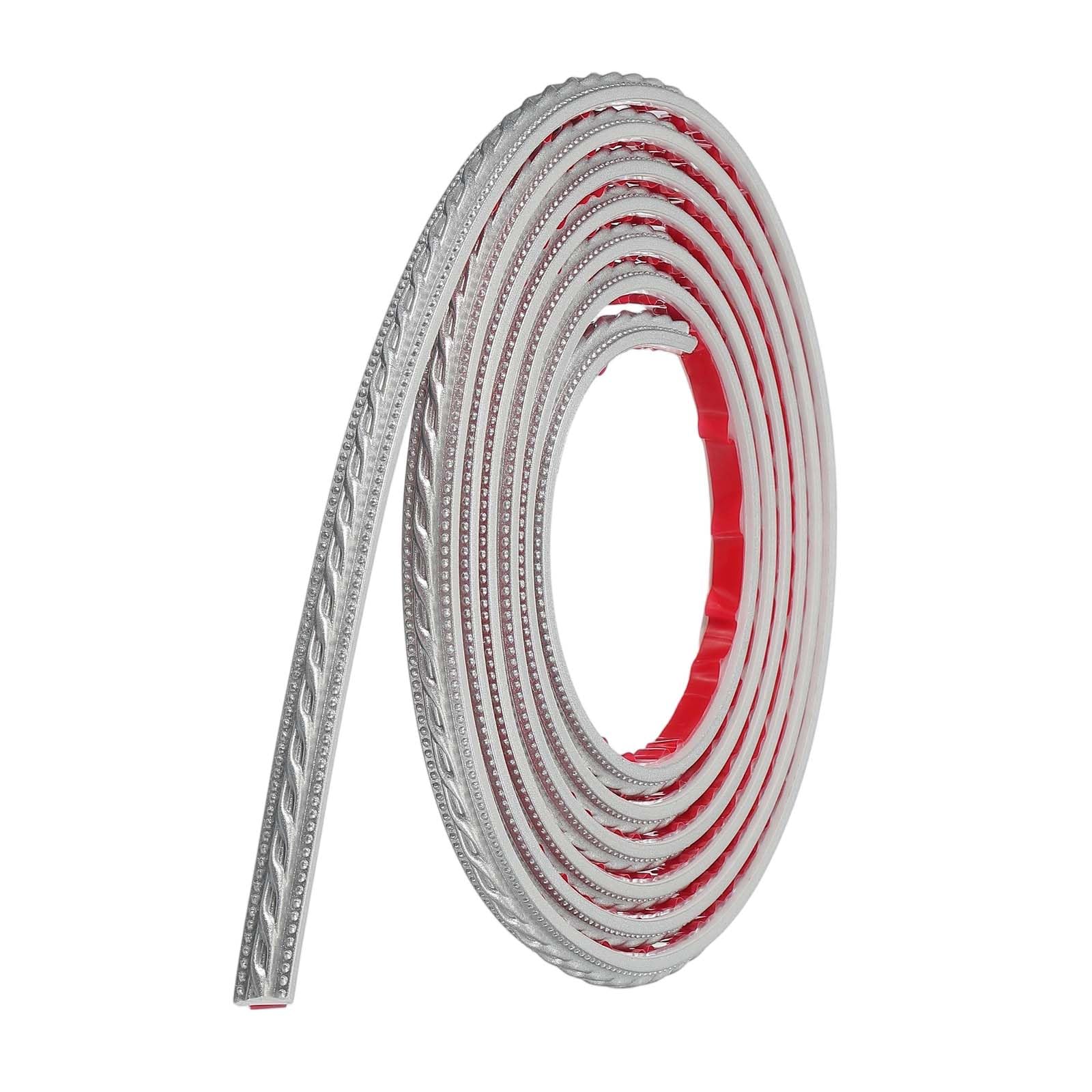 sourcing map 1.2cm x 1m Peel and Stick Molding Trim for Walls, Flexible Mirror Molding Trim Self-Adhesive Wall Paneling Strip Wallpaper Border for DIY Floor Wall Baseboard, Silver