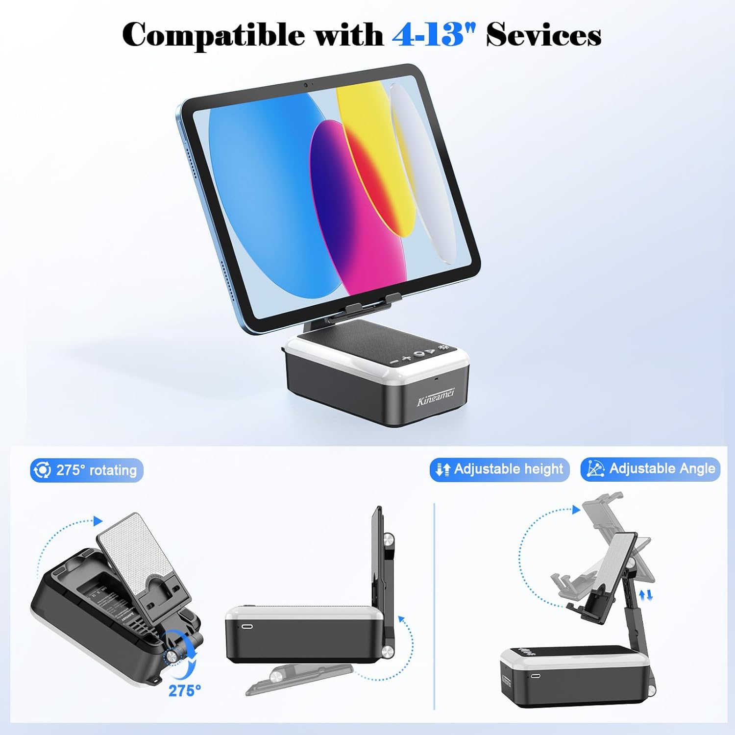 3-in-1 Cell Phone Stand with Bluetooth 5.3 Speaker, RGB Colorful Light Desk Phone Holder, Foldable Cool Tech Gadget, Birthday Christmas for Men Women, Office Desk Nightstand