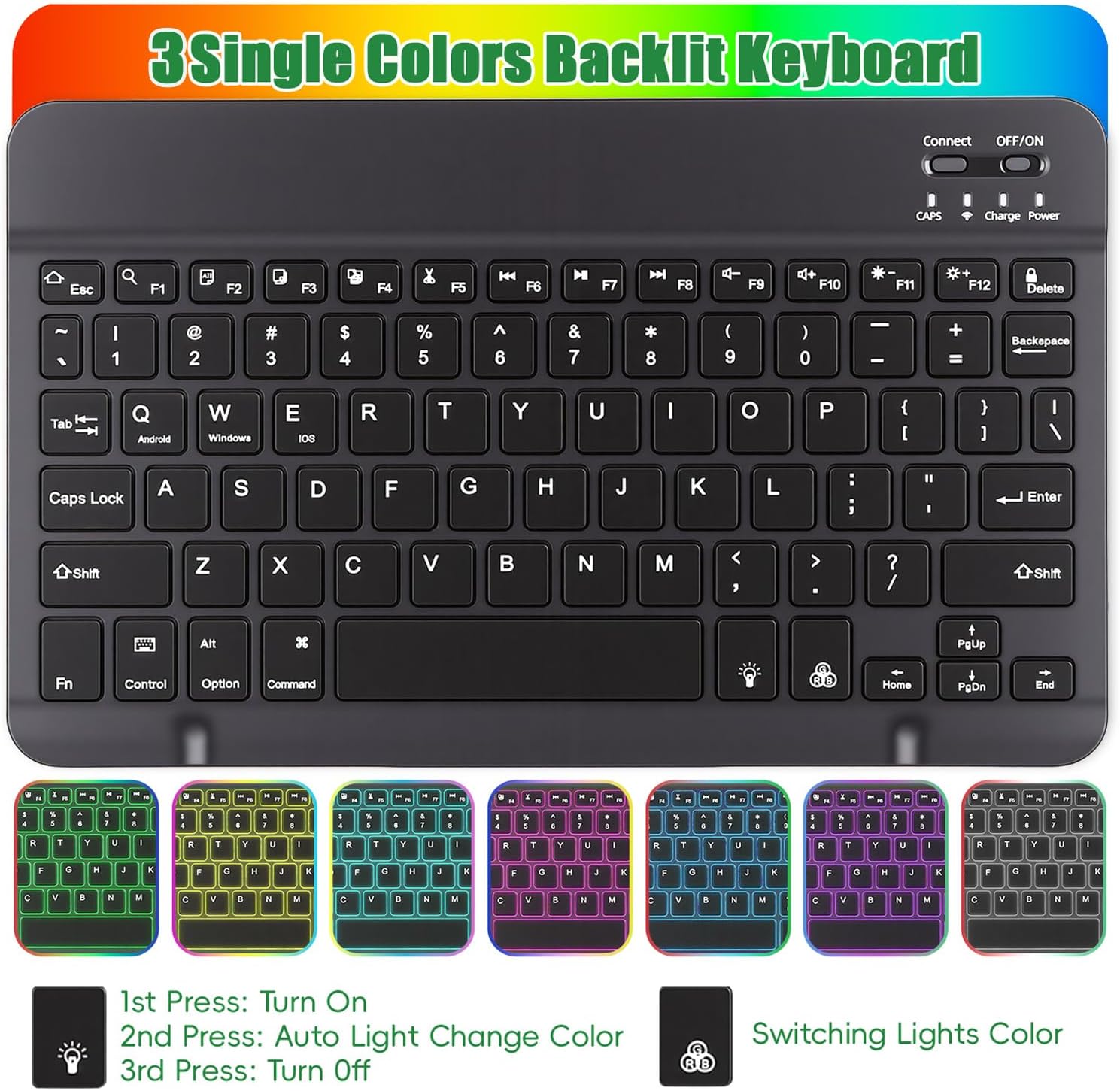 Keyboard Case for Samsung Galaxy Tab S10 Lite / S10 FE / S9 FE / S9 10.9-11 inch, Lightweight Mouse Detachable Backlit Keyboard, Slim Stand Tablet Case with Pen Slot (Black, S10 Lite/S10 FE/S9 FE/S9)