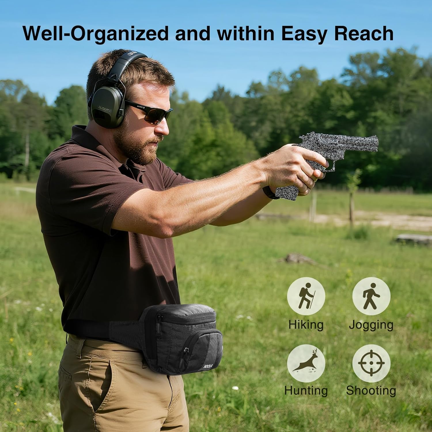 NOOLA Tactical Fanny Pack, Waist Pack for Men Women, Large Crossbody Bag for EDC Gear, Hiking Fanny Belt Bag for Hunting, Outdoor, Cycling, Black - Image 5