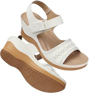 Wedge Sandals For Women Low: Dressy Summer Sandal - Comfortable Rhinestone Sandals