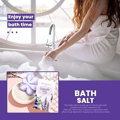 Miniatura 5 de Cestas de regalo de spa para mujer, 11 piezas, juego de regalo de baño de lavanda con loción corporal, aceite esencial, cestas de spa relajantes