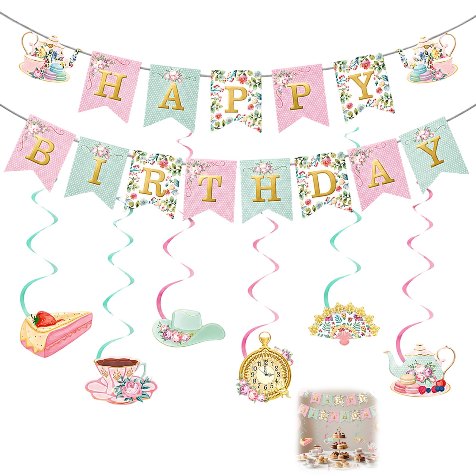 Afternoon Tea Decorations, Tea Party Decorations Set, Garden Party and Floral Party Arrangements, Elegant Afternoon Teas Set for Sophisticated Gatherings, Premium Teas Party Accessories with Delicate