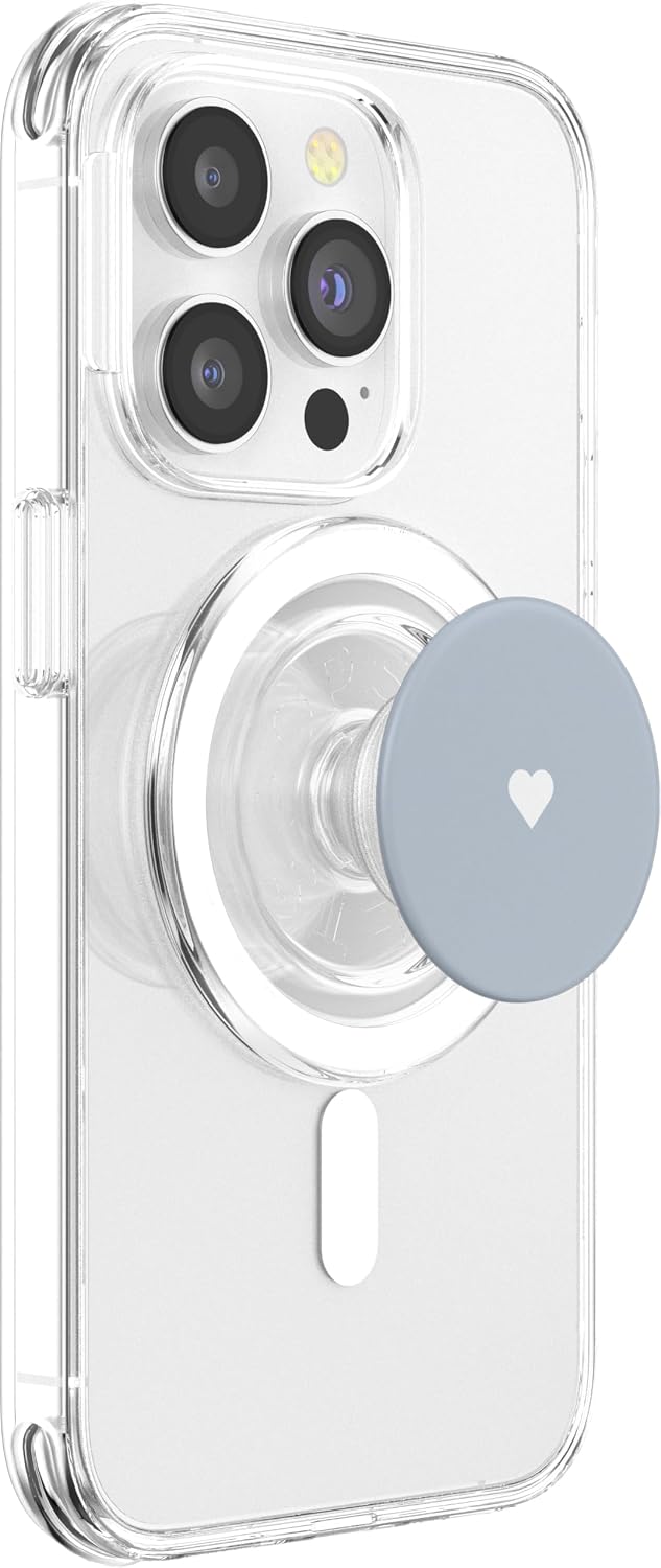 Nattier Blue Color Cute Heart Minimalist Love PopSockets PopGrip for MagSafe